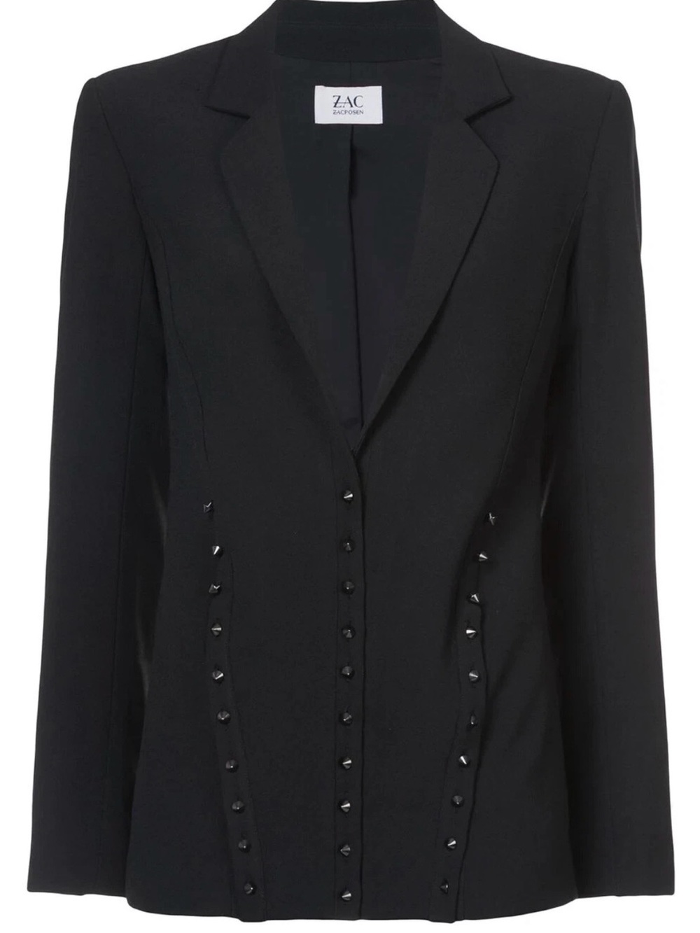 ZAC Zac Posen Louisa Black Tailored Blazer Featuring Silver-Toned Stud Buttons